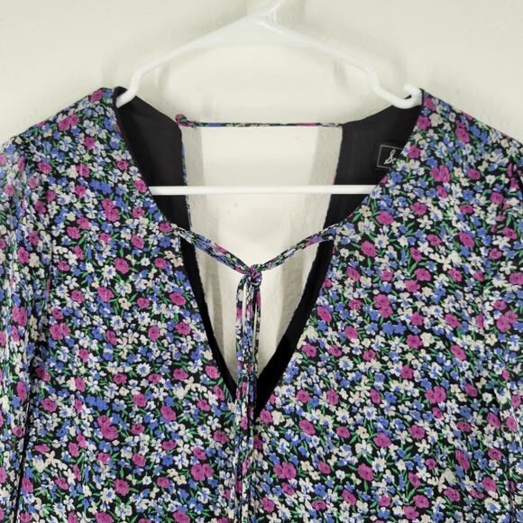 Sam Edelman Floral Dress Womens Sz 8 Black Pink Bell Sleeve Cottage BOHO - Picture 3 of 13